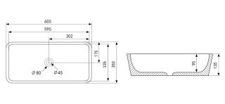 Раковина ABBER Rechteck AC2204MG 60см серый матовый